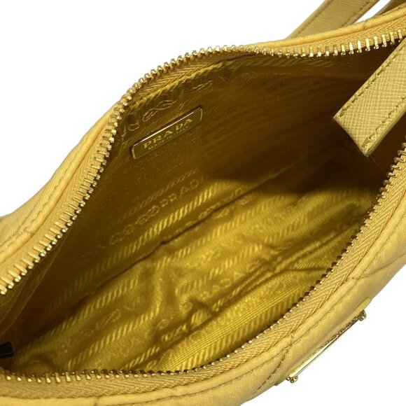 Auth PRADA - 1BC204 Yellow Nylon Leather Shoulder Bag - Picture 15 of 16